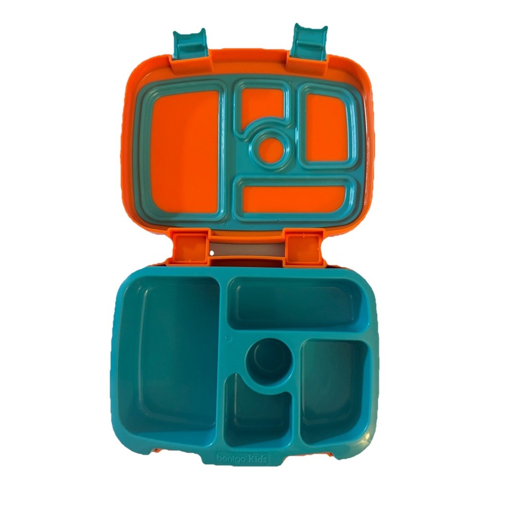 Bentgo Kids' Brights Leakproof, 5 Compartment Bento-Style Lunch Box Orange Teal